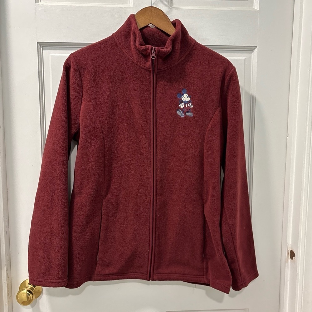 Disney Parks Mickey Mouse Full Zip Fleece Jacket Women’s Size M Disney World Red - Picture 1 of 6